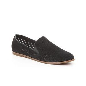 Lucky Brand Perforated Black Suede Carthy Slip On Loafer